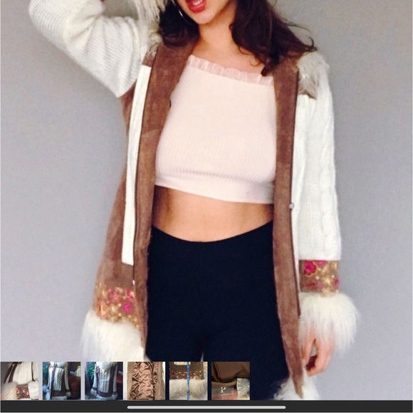 PHOSPHORUS unique Lamb Fur suede sweater jacket - Picture 3 of 12